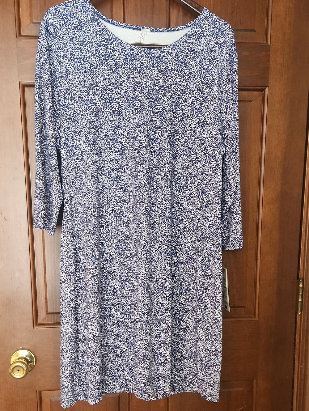 Lulu-B Navy and White 3/4 Sleeve Shift Dress